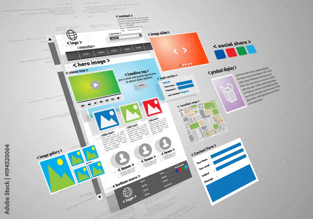 3. Use imágenes cautivadoras, infografías, audio y video - Adobe Stock Descripción de la imagen: imagen conceptual del proyecto de diseño y desarrollo del sitio web