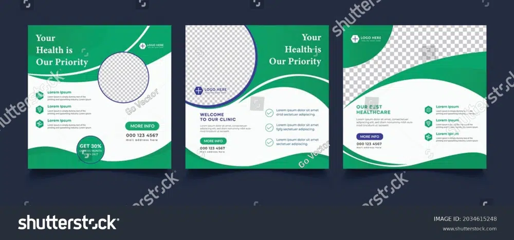 Vector de plantilla de redes sociales médicas y sanitarias de Shutterstock