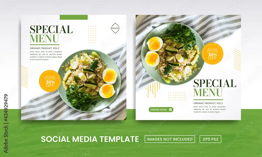 Adobe Stock Makanan Media Sosial Template Vektor Gratis