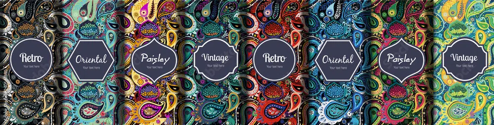 20 vettori retrò e vintage gratuiti: set di modelli senza cuciture in stile vintage Paisley