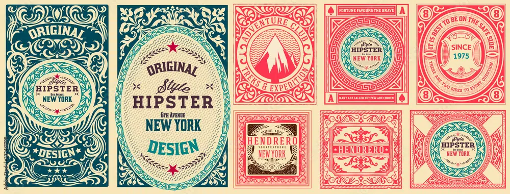 20 vectores retro y vintage gratis: hermosas etiquetas vintage en capas de vectores