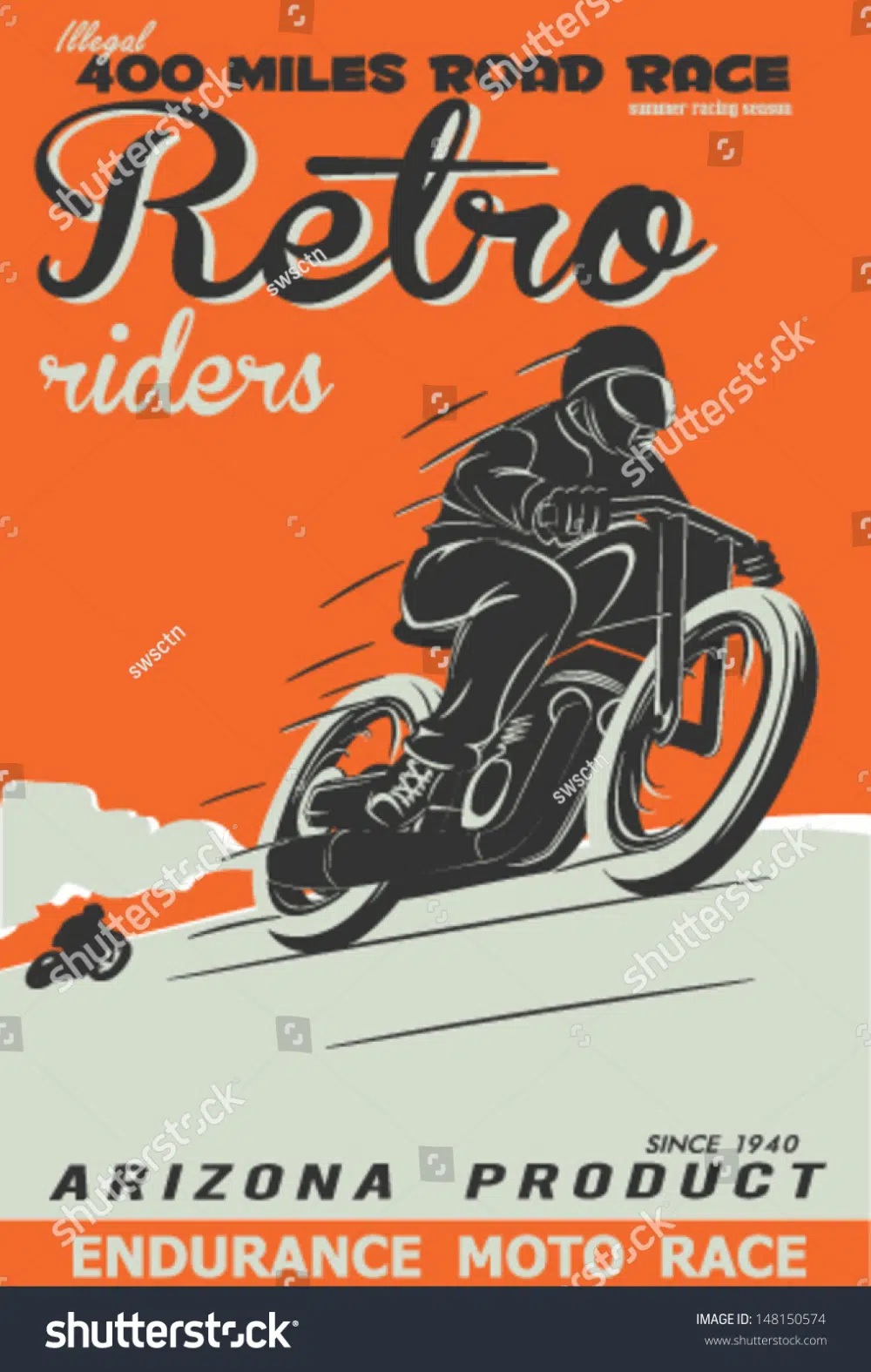 20 vectores retro y vintage gratis: cartel de carreras de motos de resistencia de la vieja escuela