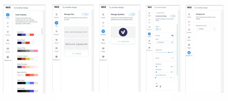 Wixロゴメーカーのステップバイステップチュートリアル：ワークスペース