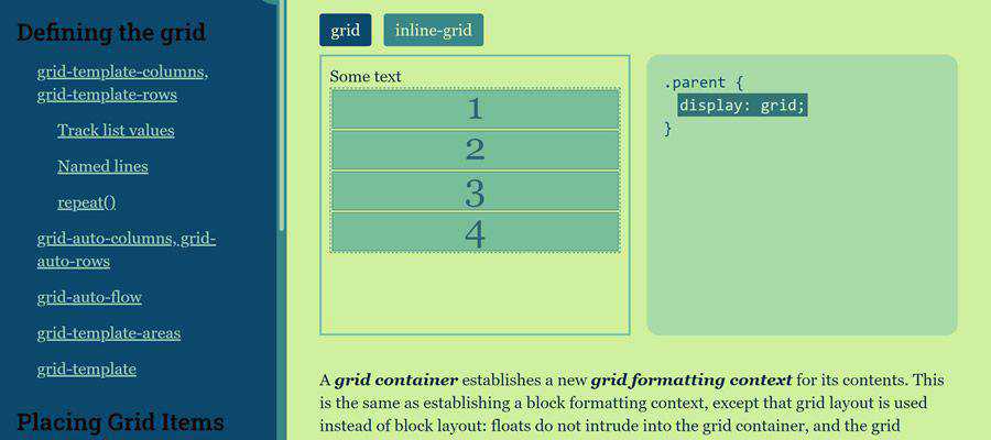 مثال من Grid Cheatsheet