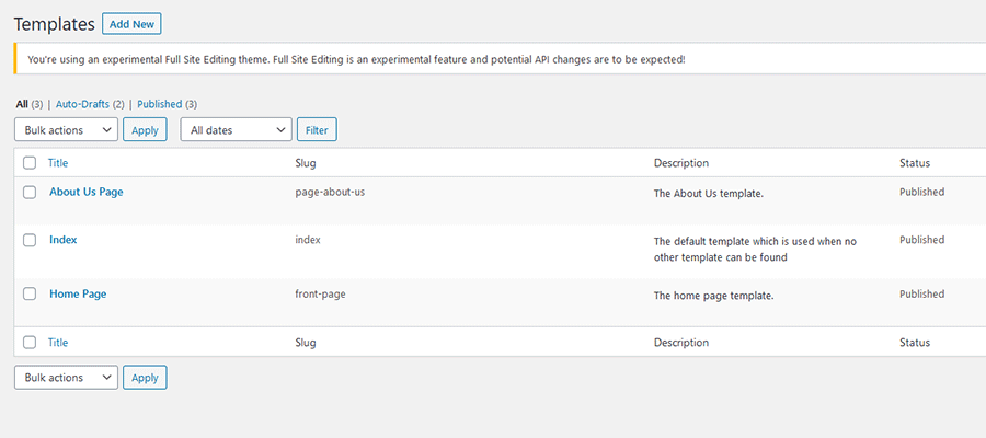 Daftar template situs web.