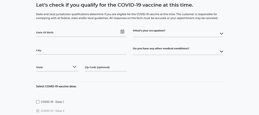 Formulir informasi vaksin COVID-19.