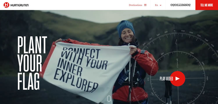 Videohintergrund auf der Hurtigruten-Homepage