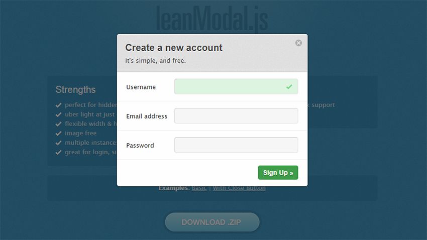 leanmodal.js スクリプト