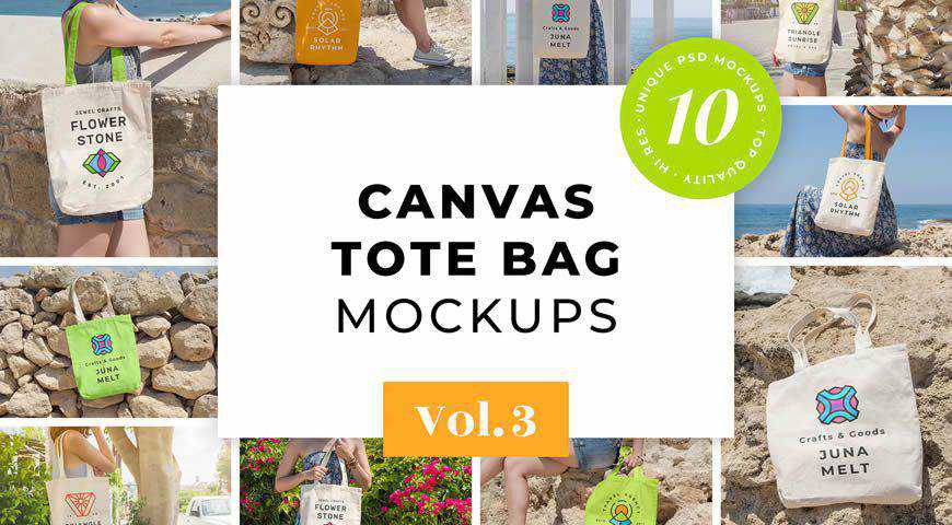 Canvas Tote Bag Photoshop PSD Шаблон Мокапа