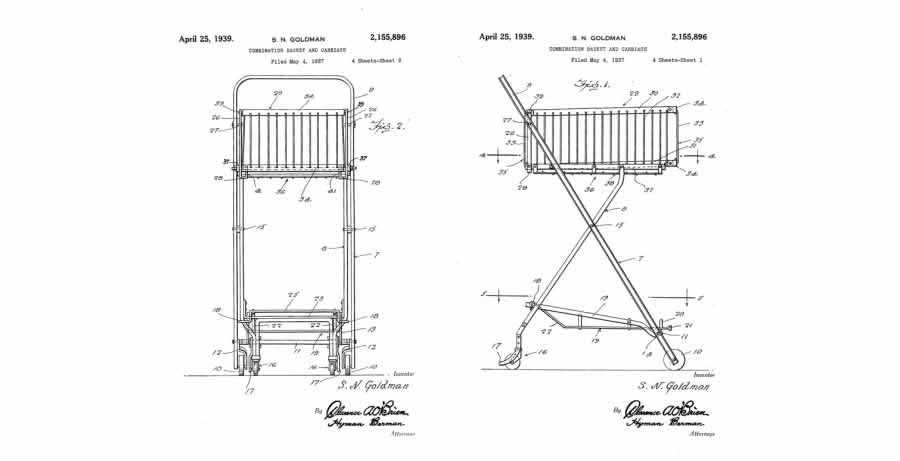 plano de estructura alámbrica carro de la compra Sylvan Goldman