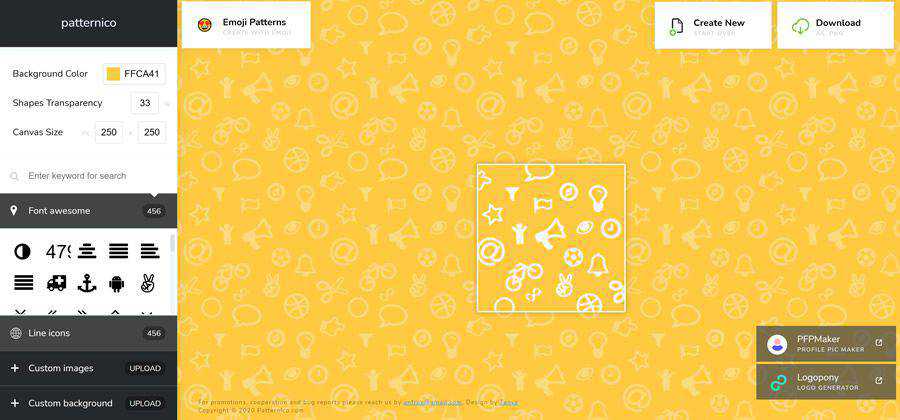 patternico pattern webbasiertes Tool kostenloses Webdesign-Beispiel