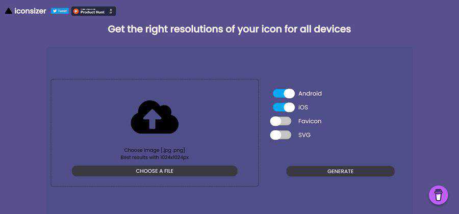 Iconsizer webbasiertes Tool kostenloses Webdesign-Beispiel