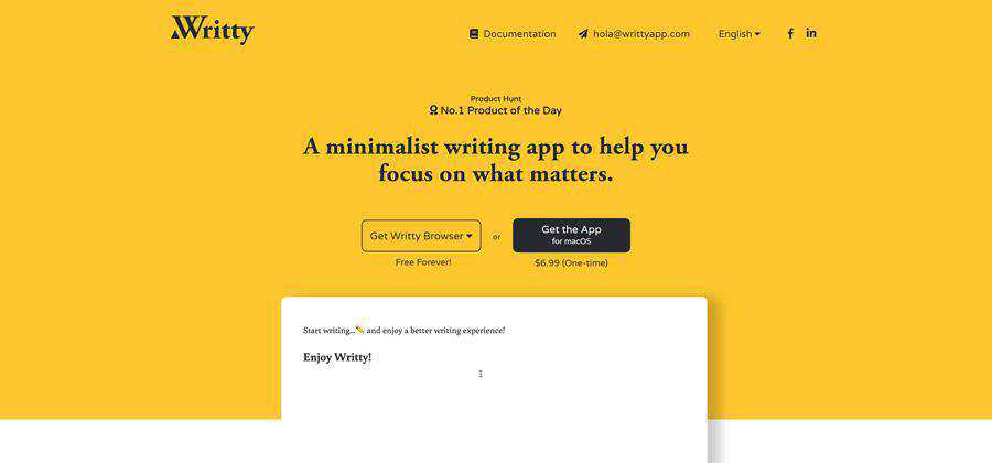 Contoh desain web gratis alat berbasis web Writty