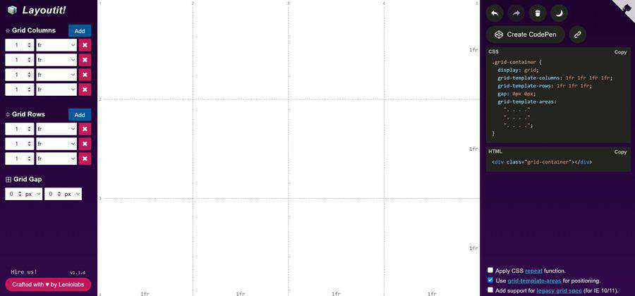 Layoutit Grid css web-based tool free web design example