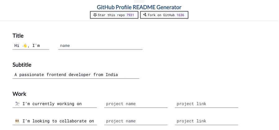 ตัวสร้าง README โปรไฟล์ GitHub