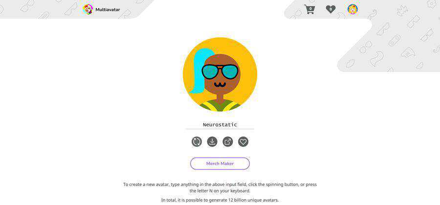 Ejemplo de diseño web gratuito de herramienta basada en web de avatar personalizado multiavatar