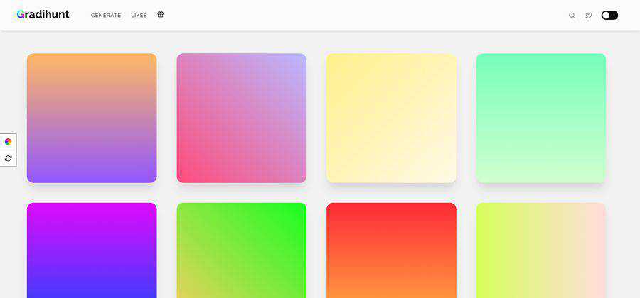 Gradihunt CSS Gradient webbasiertes Tool kostenloses Webdesign-Beispiel