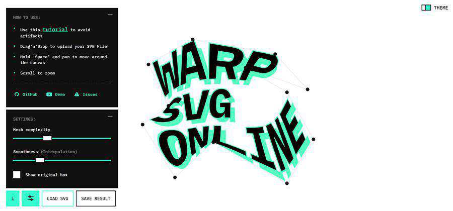 ตัวอย่างการออกแบบเว็บฟรีของ Warp SVG Online เครื่องมือบนเว็บ