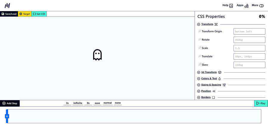 키프레임 CSS 애니메이션 웹 기반 도구 무료 웹 디자인 예제