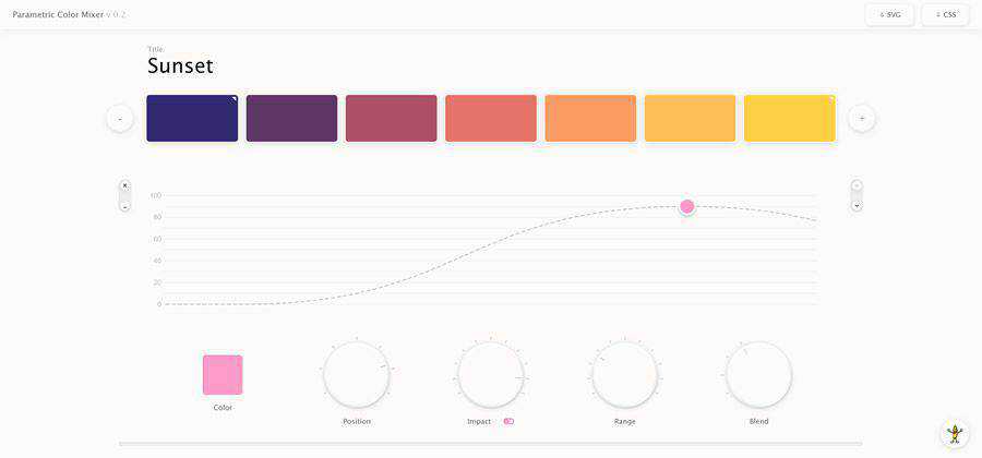 Parametric Color Mixer, webbasiertes Tool, kostenloses Webdesign-Beispiel