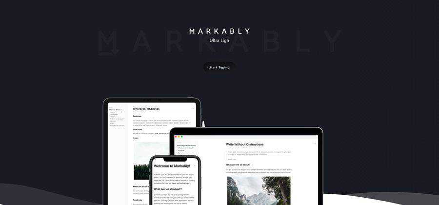 Markably 基於 Web 的免費工具網頁設計示例