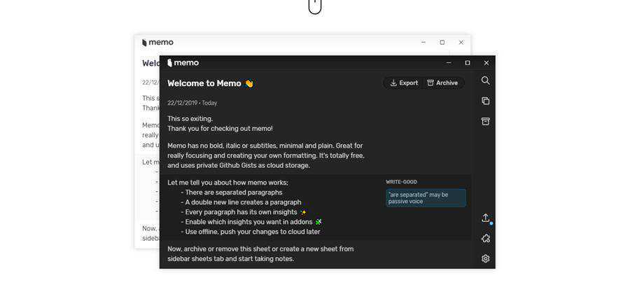 Contoh desain web gratis alat berbasis web Memo App