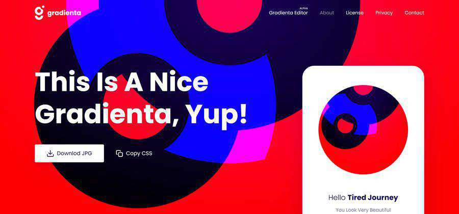 Ejemplo de diseño web gratuito de la herramienta basada en la web Multicolor CSS Gradients