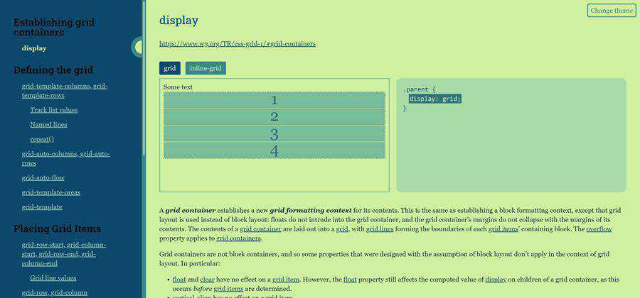 css Grid Cheatsheet herramienta basada en web ejemplo de diseño web gratuito