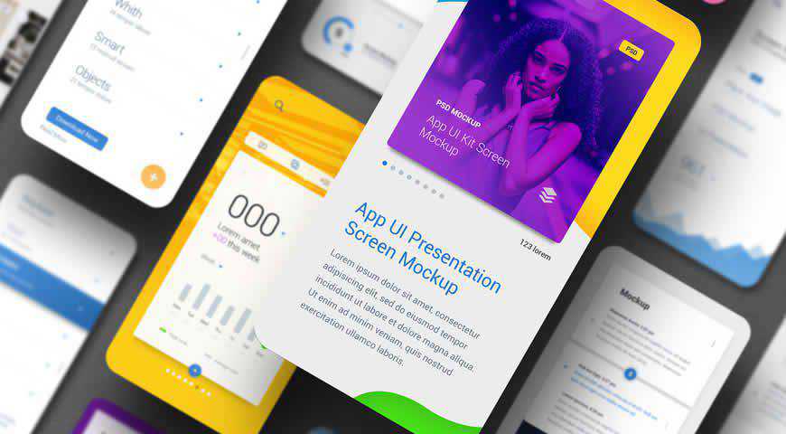 Presentasi Layar Aplikasi UI Template Photoshop PSD Mockup