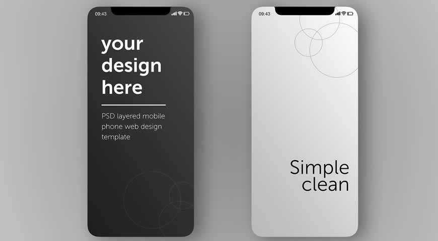 Smartphone-Bildschirme Photoshop PSD Mockup-Vorlage