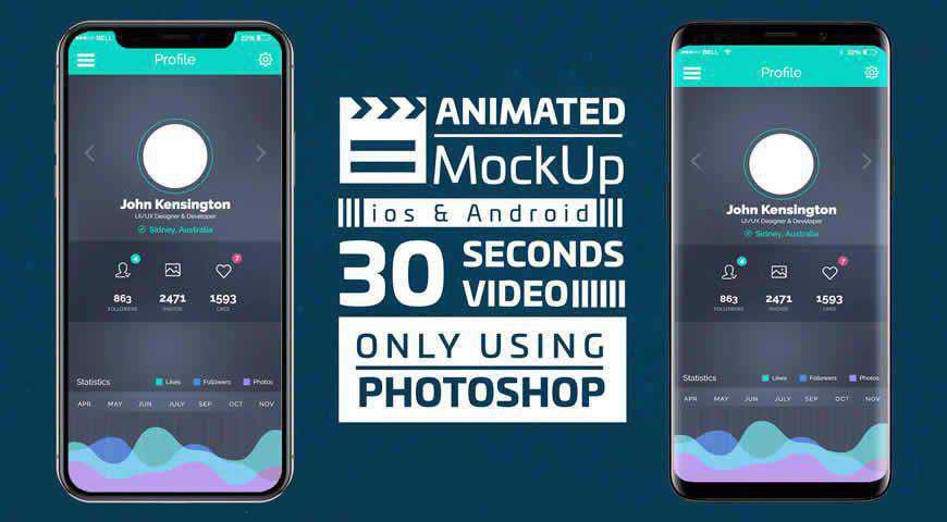 Mobil Uygulama Promosyonu Photoshop PSD Mockup Şablonu