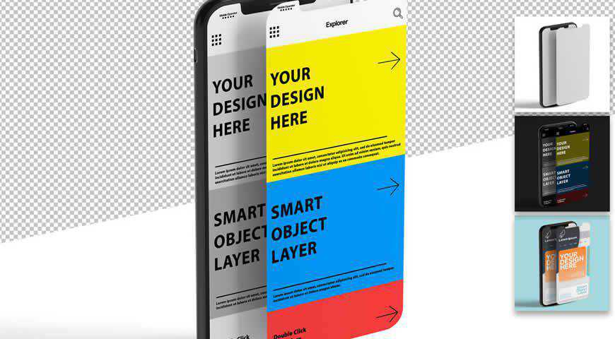 Smartphone-Bildschirmdesign Photoshop PSD Mockup-Vorlage