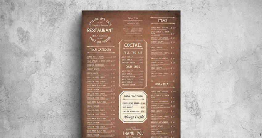 Affiche Vintage Menu Alimentaire Photoshop PSD