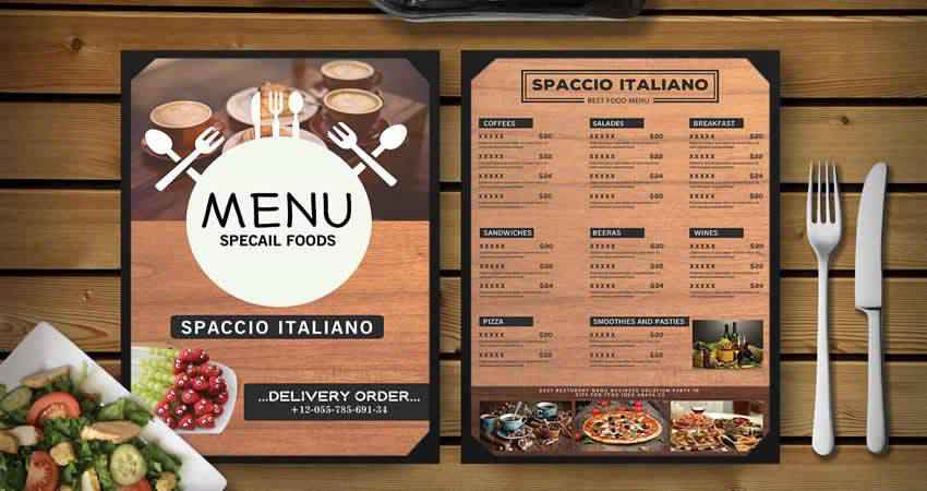 Beau modèle de menu de restaurant Photoshop PSD