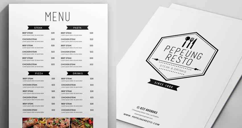 Modèle de menu minimaliste Photoshop PSD