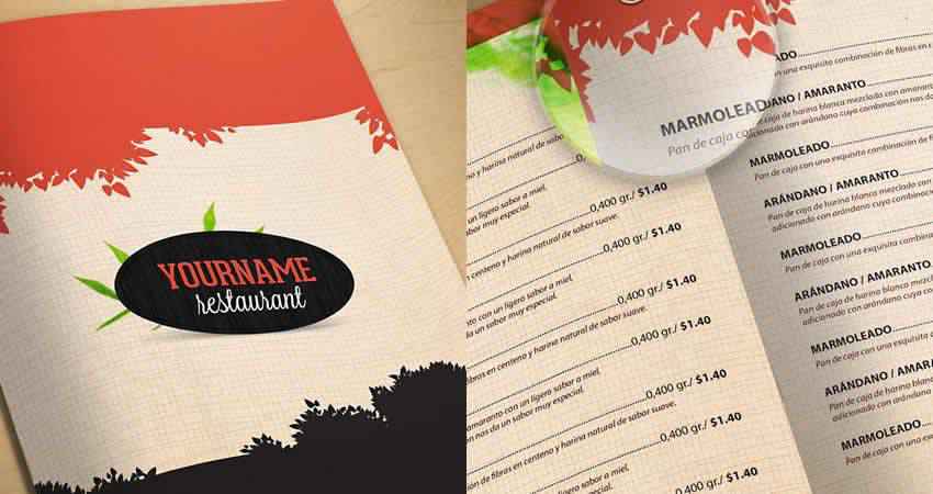 Modèle de menu de restaurant Photoshop PSD