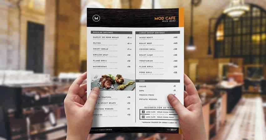 Modèle de menu de café Photoshop PSD AI