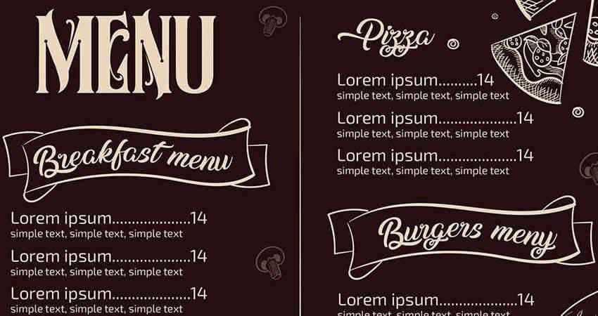 Modèle de menu de restaurant illustré Photoshop PSD