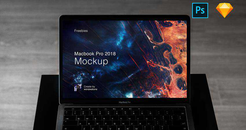 Macbook Pro 2018 ücretsiz macbook maket şablonu psd photoshop