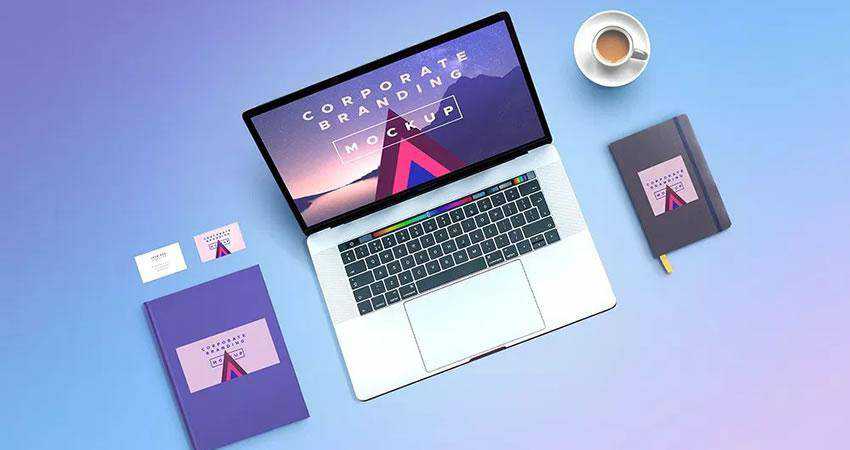 MacBook Corporate Branding ฟรีเทมเพลต macbook ต้นแบบ psd photoshop