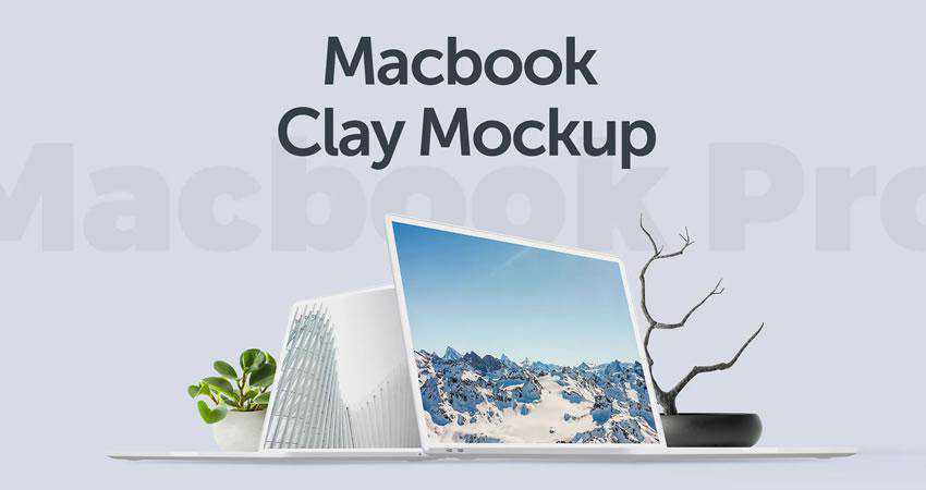 acbook Clay Mockup เทมเพลต macbook mockup ฟรี psd photoshop