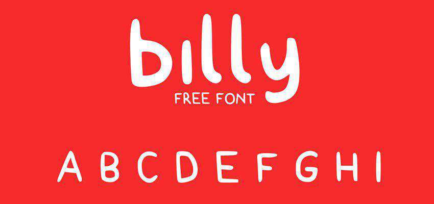 Billy Typeface ฟรีตระกูลฟอนต์การ์ตูนการ์ตูน