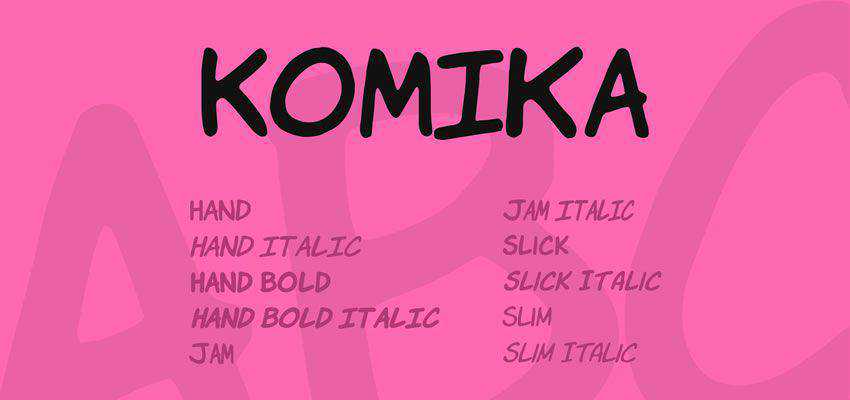 Komika Font Family ตระกูลตัวอักษรการ์ตูนฟรี