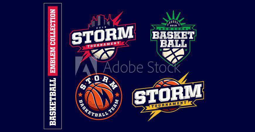 Templat Logo Bola Basket Modern Mengatur pekerjaan kebugaran olahraga