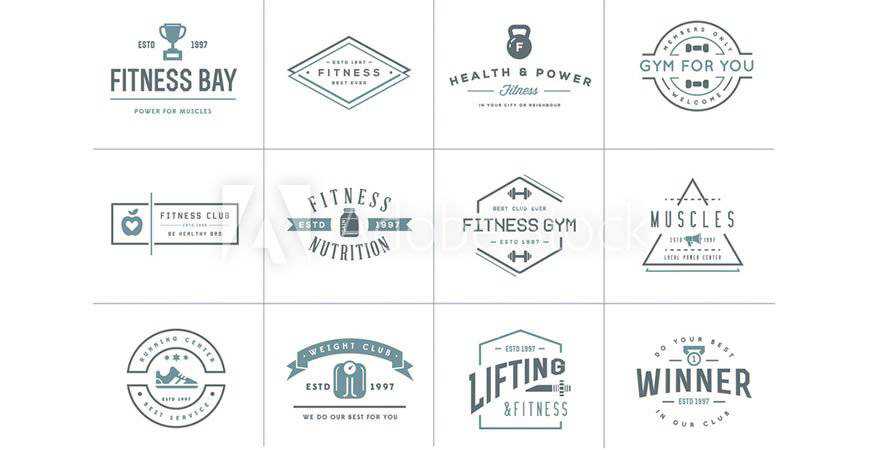 Vector Fitness Aerobics Gym Logo Templates งานฟิตเนสกีฬา