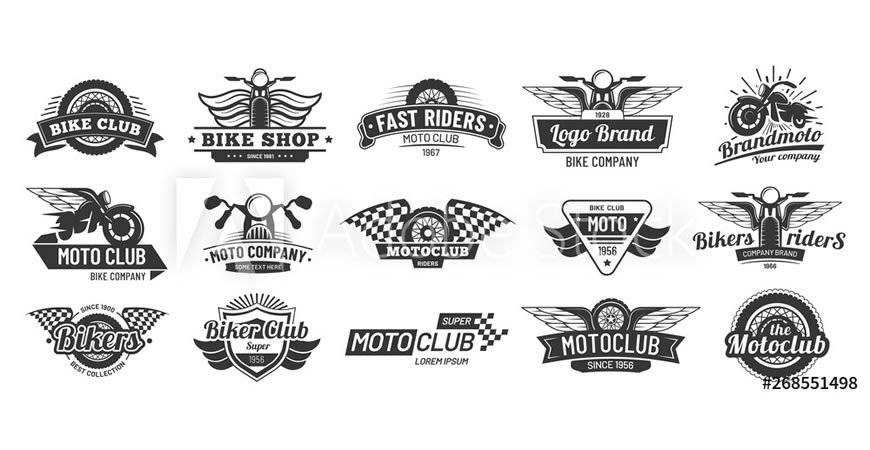 Modelos de logotipo do clube de motociclistas trabalho de fitness esportivo