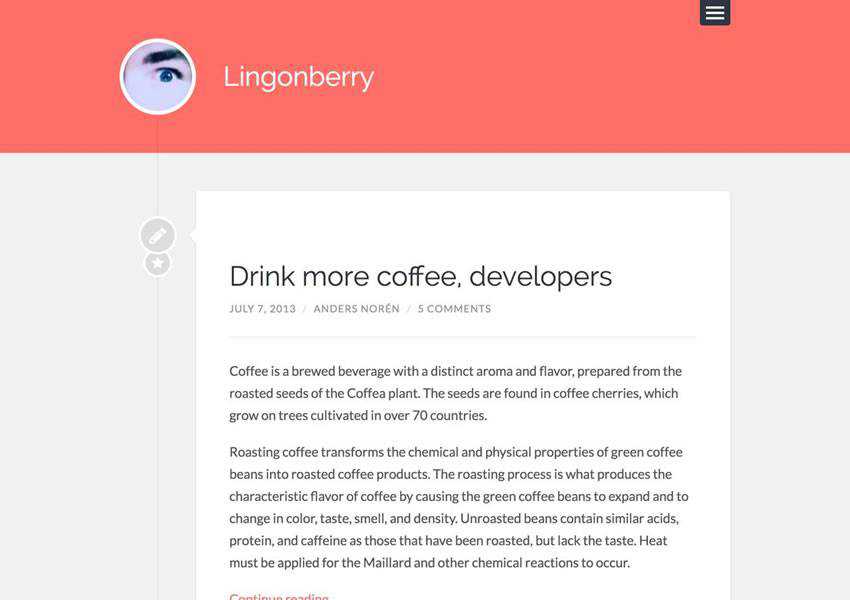 Lingonberry Clean blogger tema wordpress gratuito wp blog reattivo design minimale minimalista leggero