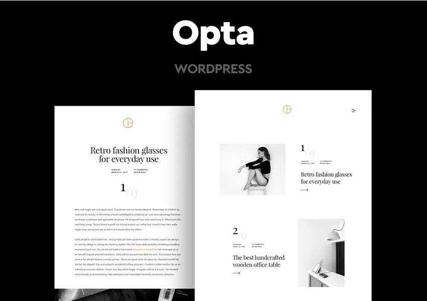 opta wordpress tema blog design minimalista limpo