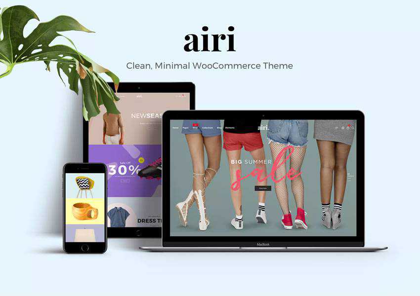 airi WooCommerce blog tematyczny wordpress minimalistyczny design czysty