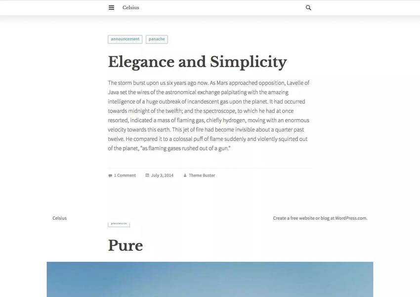 Celsius free wordpress theme wp responsive blog design minimal minimalist lightweight